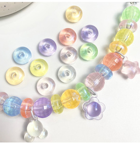 Perles acryliques colorées rondes plates en gros bricolage perles acryliques plaquées colorées 16mm pour bijoux/chaînes de téléphone UV brillant - Product Image 2