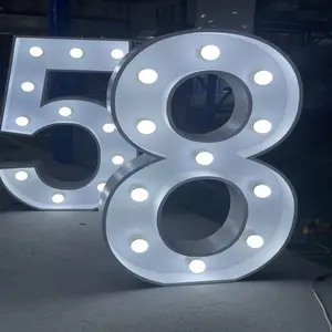 Marquee Letters 4ft Led Number For Wedding Custom Giant Logo Large Number Light Up Bulb Signs Outdoor Big Numbers For Party