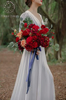 Bouquet de mariée artificiel en tissu de qualité romantique, marque HUAMU, fleurs mélangées modernes faites à la main, design élégant
