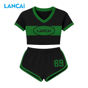 Lancai Manufacturer for Custom Clothes Casual Tshirts <b>Set</b> for Women Cotton Two Piece Shorts <b>Set</b> Loungewear <b>Set</b> Women 2026 Summer - Product Image 1