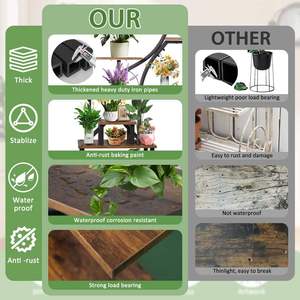 Soporte para Plantas de Interior de 8 Niveles, <span class=keywords><strong>Hierro</strong></span> y Madera, Diseño Moderno y Simple, Ligero y Duradero, con Jaula de Almacenamiento - Product Image 6