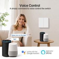 Merten Zigbee Smart Switch 2 Gang Panel PC Putih Kontrol Suara Alexa Google Home IP20 Timer Remote untuk Aplikasi 16A 260V