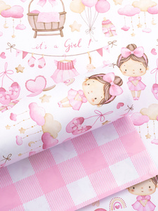 Papel de regalo original para baby shower, diseño de nubes rosas, conejito, cuna y lazo, para regalo de bebé - Product Image 2