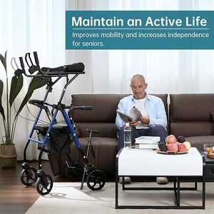 Bốn bánh xe Gấp chiều cao có thể điều chỉnh thép rollator Walker với Ghế di động AIDS Trọng lượng nhẹ rollator cho người khuyết tật - Product Image 6