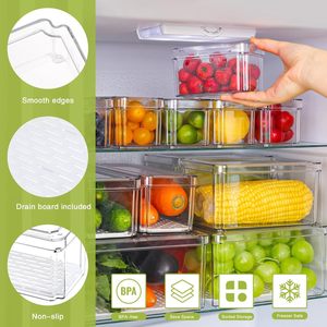 Boîtes organisatrices pour réfrigérateur empilables <span class=keywords><strong>avec</strong></span> couvercles, organisateurs de réfrigérateur transparents et rangement pour aliments, tiroir carré <span class=keywords><strong>avec</strong></span> couvercle - Product Image 4