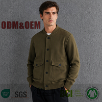 Veste de baseball vintage vierge en tricot lourd multi-poches pour hommes veste décontractée tendance