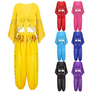 Traje de danza del vientre de baile Sexy para mujer, Ropa de baile de entrenamiento, ropa de actuación de baile de escenario de prácticas contemporáneas - Product Image 1