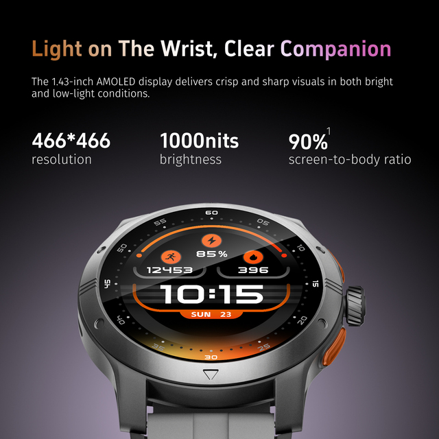 Starmax GTR5 2026 Smartwatch Sleep Tracker Fitness AMOLED Screen Waterproof Heart Rate Monitor IP67 5-30 Days Battery Silicone