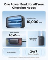 Anker A1638 Nano Power Bank 10 000 mAh Chargeur portable avec câble rétractable InstaCord 45 W max Batterie compacte