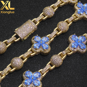 Collar de Cadena con Cuentas de Trébol de Cuatro Hojas de 10 mm para Hombre, Estilo Hip Hop, Joyería de Boda Personalizable, Accesorio de Pulsera, 100% - Product Image 3