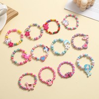 Bracelet en perles de bois à motif animalier de dessin animé, pour activités créatives d'enfants de maternelle, cadeau mignon, créatif et coloré