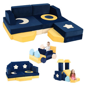 Ensemble de canapé en blocs de construction pour enfants, 10 pièces, bleu marine, meubles de jeu en mousse souple avec bords arrondis pour chambre d'enfant - Product Image 4