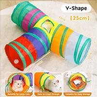 Tunnel interactif pour chat arc-en-ciel, pliable, écologique, tube de jeu pour animaux de compagnie en forme de S/Y, jouet d'intérieur pour chaton avec cloche