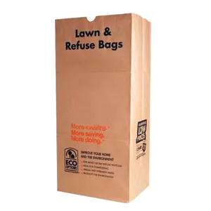 Heavy Duty Large trash paper bag Tear Resistant Yard Waste Bags Eco-friendly 30 Gallon Printing Brown paper garbage bag