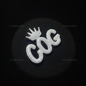 Pendentif Lettre COG Personnalisé en Argent Sterling 925 avec Finition Effet Diamant Moissanite pour Bijoux de Mode Style Rap Quotidien - Product Image 2