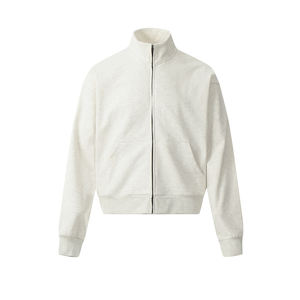 OEM produttore <span class=keywords><strong>felpa</strong></span> bianca <span class=keywords><strong>felpa</strong></span> personalizzata squadrata corta <span class=keywords><strong>con</strong></span> cerniera da uomo <span class=keywords><strong>con</strong></span> collo alto felpe - Product Image 1