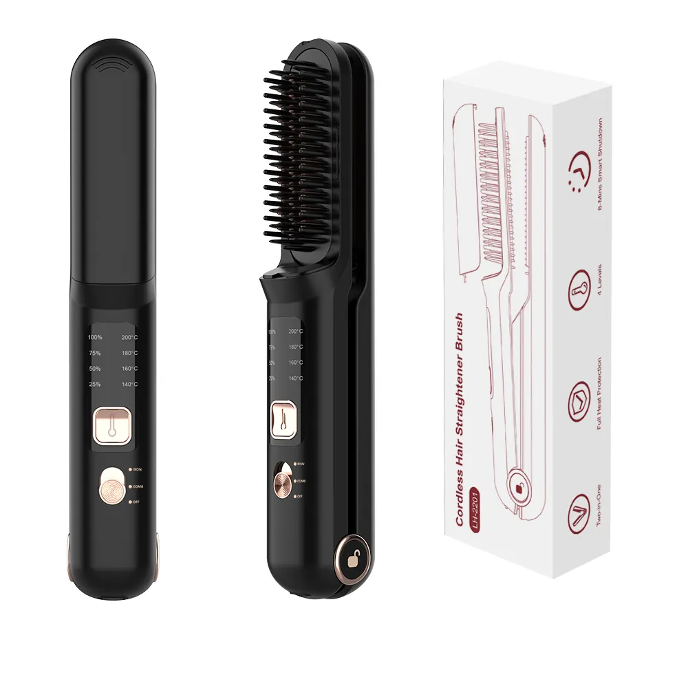 Mini Private Label Hersteller Kamm Bart glätter Schnur loser elektrischer USB-Kamm Haar glätter