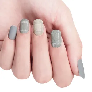 Wholesale cover gids-INS grey color gid style medium size environmental 30 tips pre design full cover fingernails korean nails press on nail tips