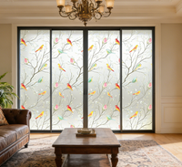 Autocollant mural givré motif fleurs et oiseaux, décalcomanies décoratives pour verre, papier peint décoratif, films amovibles pour portes et fenêtres de maison, prix usine