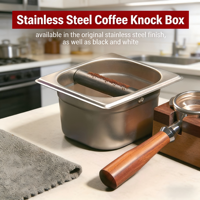 Petite boîte à café en acier inoxydable avec base en caoutchouc pour barista, conteneur intégré pour les restes de café, boîte à café expresso