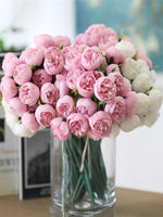 Buket Pernikahan dari Bunga Peony - Bunga Buatan Tangan dan Dapat Dicuci untuk Dekorasi Meja, Perlengkapan Foto, Buket Genggam