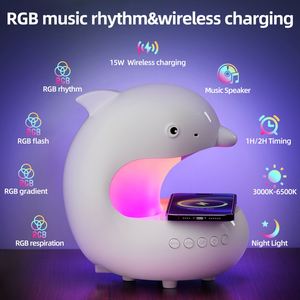 RGB <b>LED</b> Wireless Charging Battery Nightlight Bedroom <b>Bedside</b> <b>Table</b> Lamp Dimmable Dolphin Modern Design Home Atmosphere Lighting - Product Image 5