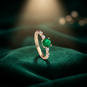 Bague Xuping en laiton plaqué or avec pierre verte, émeraude de luxe en zircon cubique, pour femme, taille ajustable - Product Image 3
