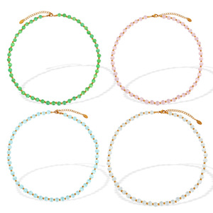 Cat's Eye Beaded <b>Titanium</b> Steel Necklace Geometric Ball Shape Unisex Everyday Wear Clavicle <b>Chain</b> Jewelry - Product Image 5