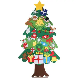 卸売 3ftクリスマスツリーが点灯-家の装飾ギフト3フィート教育DIYフェルトクリスマスツリーセット子供用装飾品