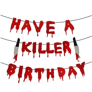 Bloody Weapon Have a Killer Theme Birthday event Party Banner flag garland for Scary Halloween Birthday Photo Props Party Decor