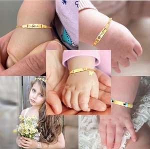 Bracelet <span class=keywords><strong>pour</strong></span> enfants en acier inoxydable personnalisé, cadeau d'anniversaire <span class=keywords><strong>pour</strong></span> bébé, bracelet <span class=keywords><strong>pour</strong></span> nourrissons, gravure possible, barre vide, nom, ID, bracelet <span class=keywords><strong>pour</strong></span> enfants - Product Image 6