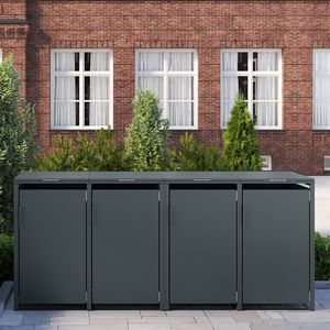 Grote Vuilnisbak Opslag Metalen Afvalbak 120/240l Uitschuifbare Buitenopbergschuur Vuilnisbak Opbergdoos Met Slot - Product Image 5