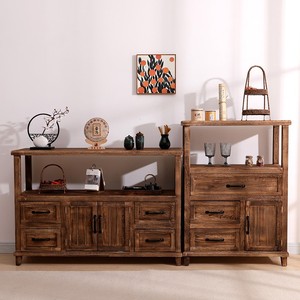New Chinese style <b>sideboard</b>, American retro solid wood tea cabinet, wall-mounted <b>storage</b> cabinet, multi-functional shelf, can - Product Image 1