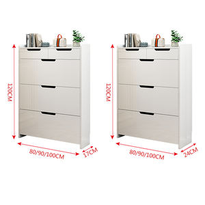 Modernos Zapateros de Madera Blancos de Alto Brillo para 50 Pares, Armario de Almacenamiento en Línea, Diseños de Organizador de Armario para Muebles de Sala de Estar - Product Image 5