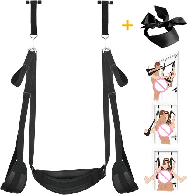 BDSM Door Swing Sex Toy Set for Couples with Blindfold Adjustable Sex Sling Strap and Handles for Intimate Positions Adult Game