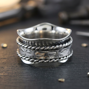 Perfect Wavy Vintage Style <b>925</b> <b>Sterling</b> <b>Silver</b> Unisex Children's Wedding Party <b>Spinner</b> <b>Ring</b> Wholesaler Manufacturer - Product Image 1