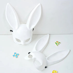 หน้ากากกระต่ายหูกระต่ายสีดำสีขาวสำหรับตกแต่งปาร์ตี้ฮาโลวีนชุดคอสเพลย์ - Product Image 3