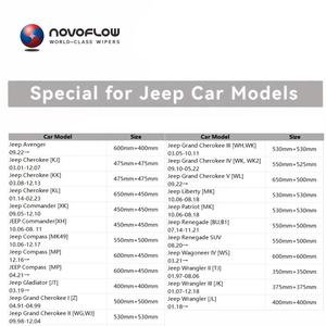 NOVOFLOW - Escobillas Limpiaparabrisas Híbridas Universales para Modelos de Automóviles Jeep, Compatibles con Jeep Wrangler III [JK] 2007-2018 Grand Cherokee 1991-2026 - Product Image 6