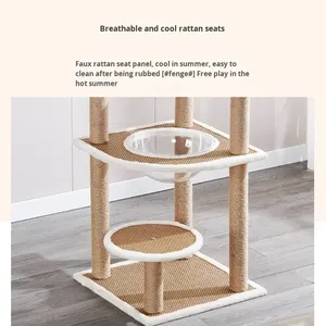 Pet One-Stop Solution Large <b>Cat</b> Tree High Quality Modern Natural <b>Plush</b> Scratching - Product Image 4
