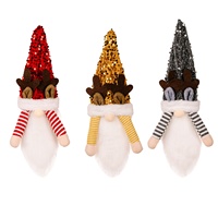 Nouvelle Décoration de Noël Transfrontalière : Capuchon de Bouteille de Vin Gnome à Paillettes Rouge, Jaune et Noir, Style Européen et Américain