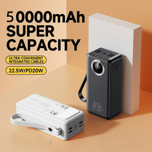 พาวเวอร์แบงค์แบบพกพาสำหรับใช้งานกลางแจ้ง ความจุ 30000mAh 40000mAh 50000mAh ชาร์จเร็ว 20W 22.5W สำหรับครอบครัว พร้อมไฟ LED ช่องเสียบ USB คู่ วัสดุ PVC จากโรงงาน - Product Image 3