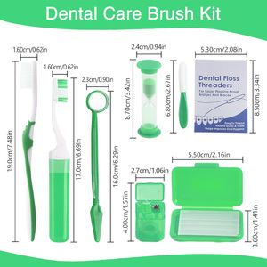 Kit Portátil de Hilos Dentales Ortodónticos Verdes, Set de Higiene Bucal de Viaje para el Cuidado de Aparatos Ortodónticos - Product Image 3