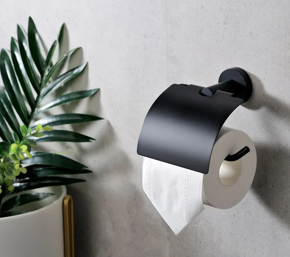 Tuvalet kağıt rulo tutucu banyo tuvalet için yaygın olarak kullanılan siyah rulo kağıt havlu tutucu rulo kağıt havlu tutucu duvara montaj