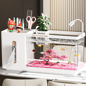 Caixa de Lenços de Mesa com Cesto Hidropônico e Aquário Paisagístico Ecológico de Cerejeira para Casa e Escritório, de Alta Transparência - Product Image 1