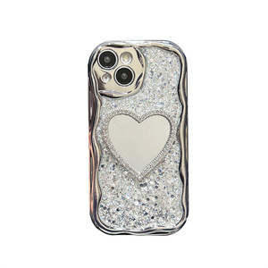 Étui de luxe pour femmes avec miroir en forme de cœur pour iPhone 14 15 <span class=keywords><strong>Pro</strong></span> Max Girls Cell Phone Case - Product Image 6