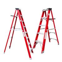 Échelle de travail pour électricien, type 375 lb, antidérapante, avec plateau supérieur pour outils, pliable, en fibre de verre, type A