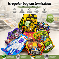 Sacs en Mylar Holographiques Exotiques 8ème génération 3,5 g, découpés à la forme de dessin animé, avec fermeture éclair, résistants aux odeurs, de forme spéciale, 1 lb