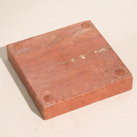 Luxueux rouge travertin marbre porte-savon bijoux anneau plateau Rectangle pierre porte-savon auto-drainant porte-savon pour salle de bain