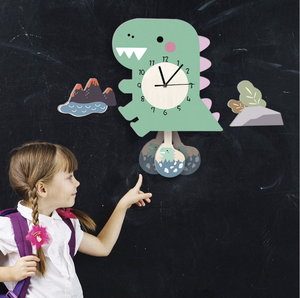 Khủng Long Tự Làm Đồng Hồ Treo Tường Cho Trẻ Em Yên Tĩnh Con Lắc Phong Trào Phim Hoạt Hình Trang Trí Nội Thất Thiết Lập Cho Bé Kid Phòng Nghiên Cứu Vị Trí - Product Image 3