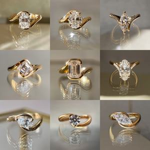 कस्टम 10k 14k 18k ठोस सोने के डिमांट छलियां उगाई प्रमाणित प्रयोगशाला हीरा बेज़ेल सगाई अंगूठी - Product Image 3